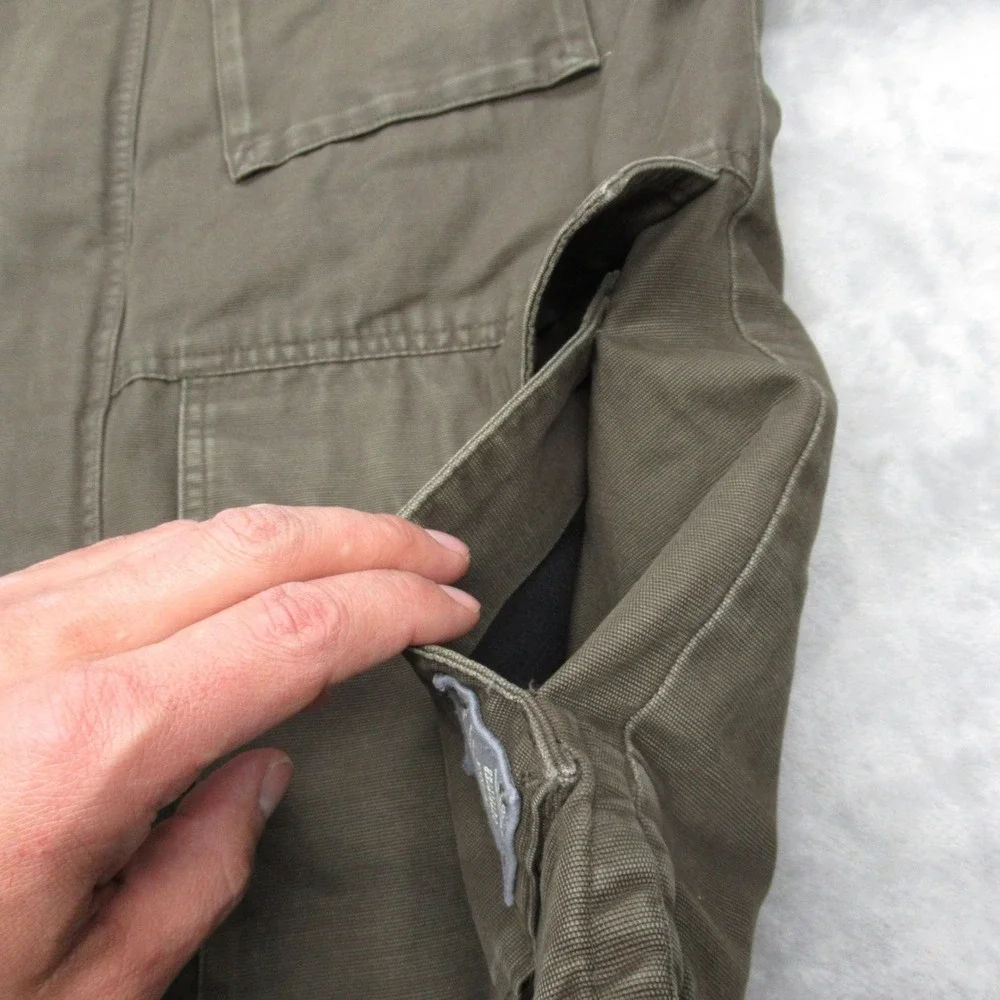 Eddie Bauer Field Jacket Mens Small Green Canvas Quilted Removable Utility Panel - Picture 6 of 16